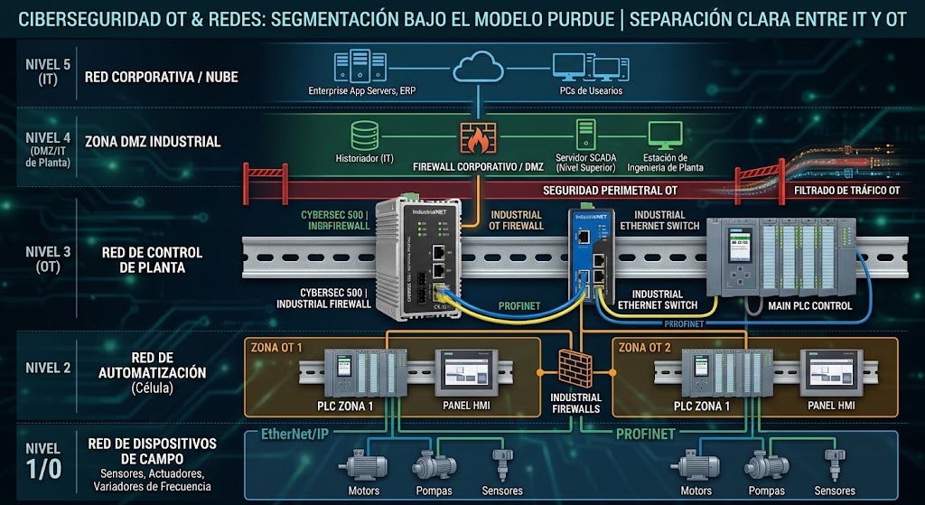 Segmentación de red OT modelo Purdue